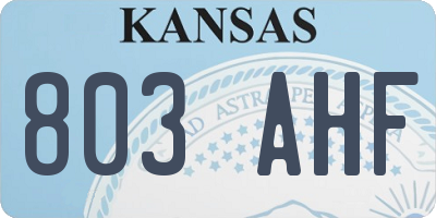 KS license plate 803AHF