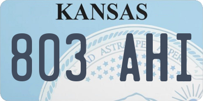 KS license plate 803AHI