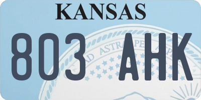 KS license plate 803AHK