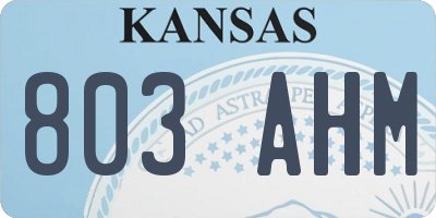 KS license plate 803AHM