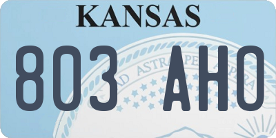 KS license plate 803AHO