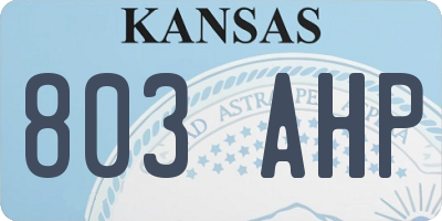 KS license plate 803AHP