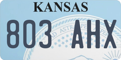 KS license plate 803AHX