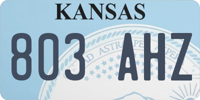 KS license plate 803AHZ