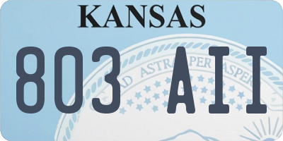 KS license plate 803AII