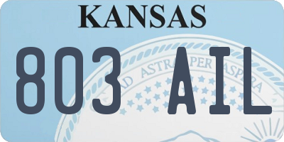 KS license plate 803AIL