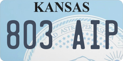 KS license plate 803AIP
