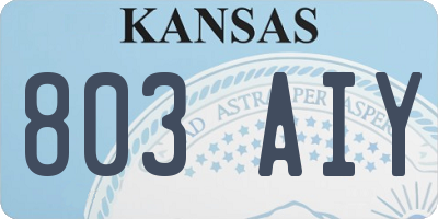 KS license plate 803AIY