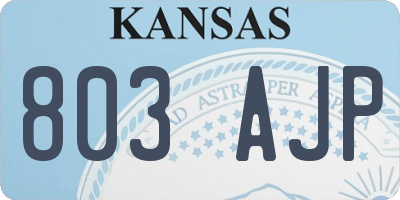 KS license plate 803AJP