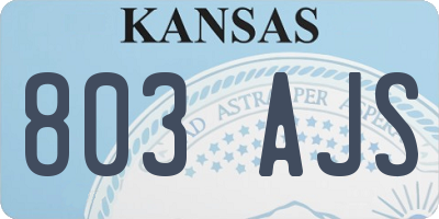 KS license plate 803AJS