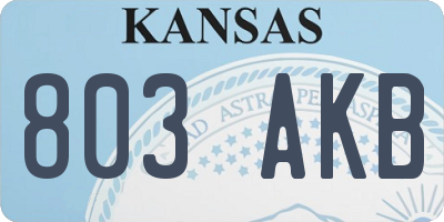 KS license plate 803AKB