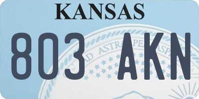 KS license plate 803AKN
