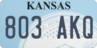 KS license plate 803AKQ