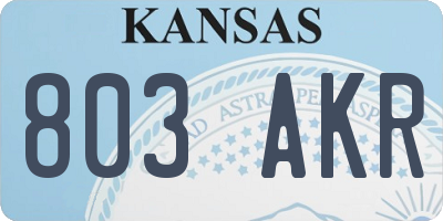 KS license plate 803AKR