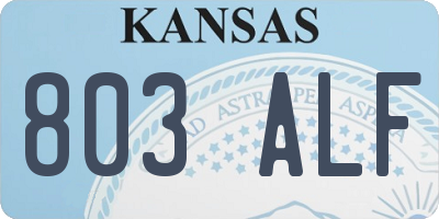 KS license plate 803ALF