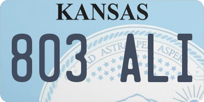 KS license plate 803ALI
