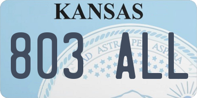 KS license plate 803ALL