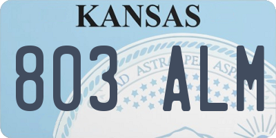 KS license plate 803ALM