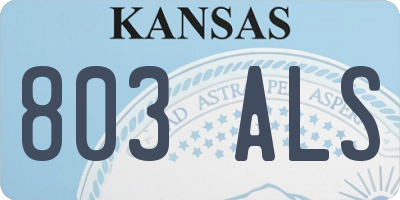 KS license plate 803ALS