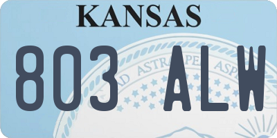 KS license plate 803ALW