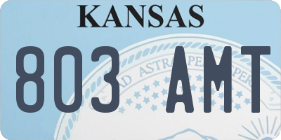 KS license plate 803AMT
