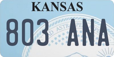 KS license plate 803ANA