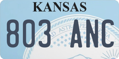 KS license plate 803ANC
