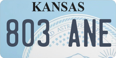 KS license plate 803ANE