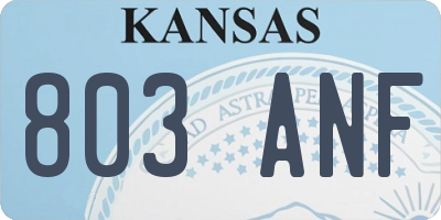KS license plate 803ANF