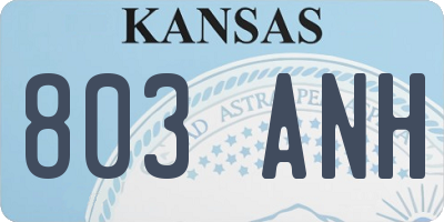 KS license plate 803ANH