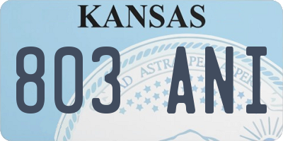 KS license plate 803ANI