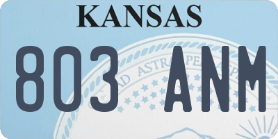KS license plate 803ANM