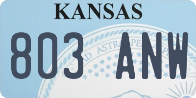 KS license plate 803ANW