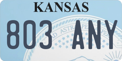 KS license plate 803ANY