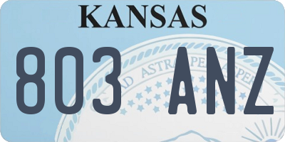 KS license plate 803ANZ