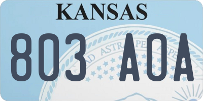 KS license plate 803AOA