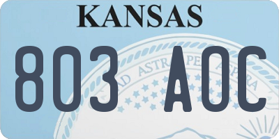 KS license plate 803AOC