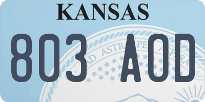 KS license plate 803AOD