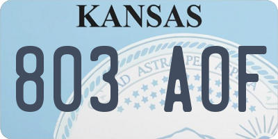 KS license plate 803AOF