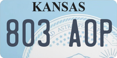 KS license plate 803AOP