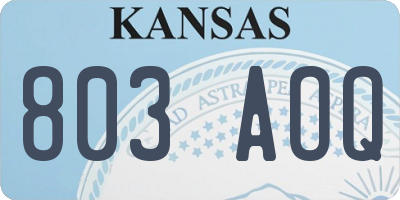 KS license plate 803AOQ