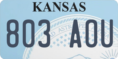 KS license plate 803AOU