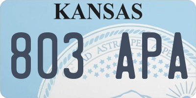 KS license plate 803APA