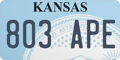 KS license plate 803APE
