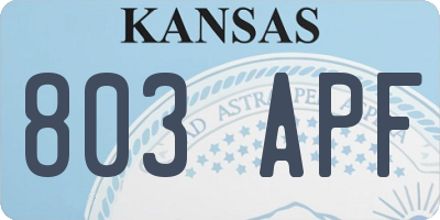 KS license plate 803APF