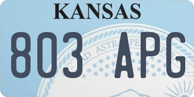 KS license plate 803APG