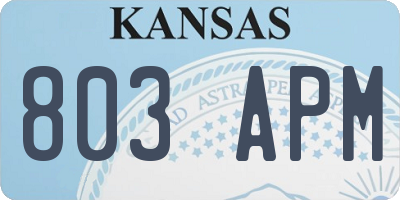 KS license plate 803APM