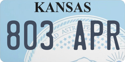 KS license plate 803APR