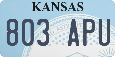 KS license plate 803APU