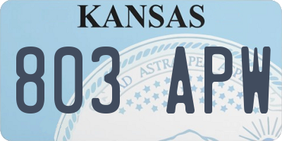KS license plate 803APW